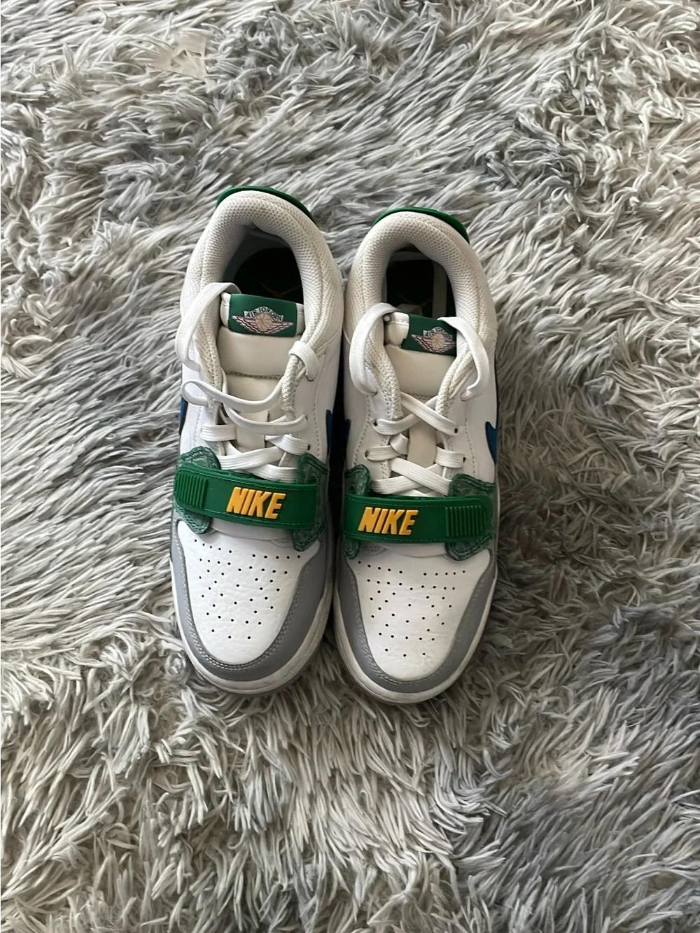 Nike White, Green & Yellow Kids Sneakers with Strap